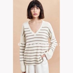 NWT La Ligne Antoine V Neck Sweater M Medium Cream Tan